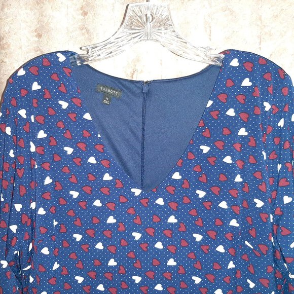 NWT Navy heart print dress Talbots - Picture 3 of 8